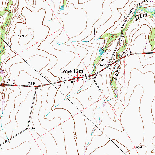 Topographic Map of Lone Elm, TX