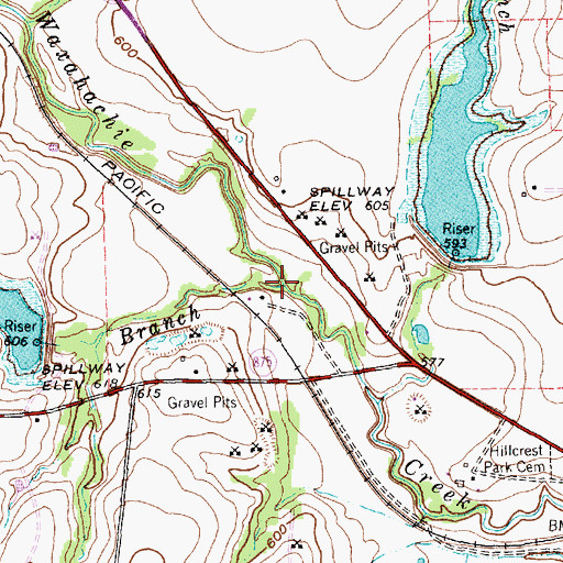 Topographic Map of Lone Elm Branch, TX