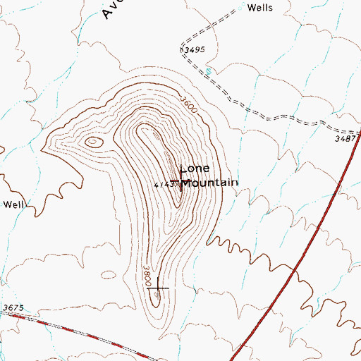 Topographic Map of Lone Mountain, TX