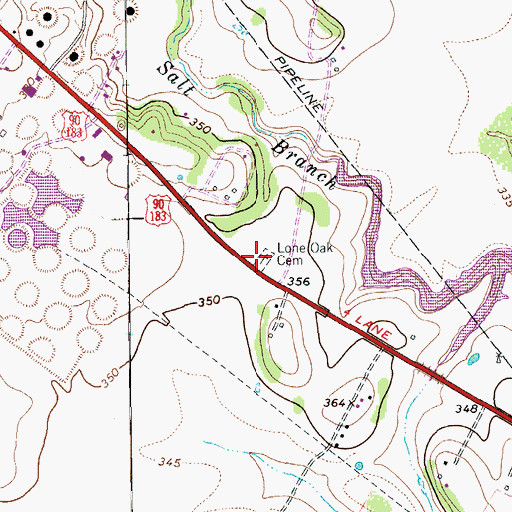 Topographic Map of Lone Oak Cemetery, TX