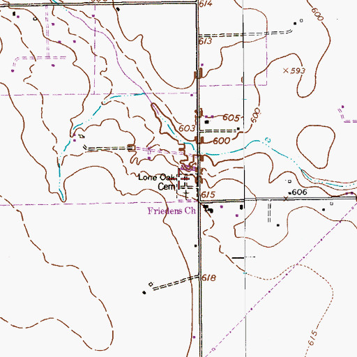 Topographic Map of Lone Oak Cemetery, TX