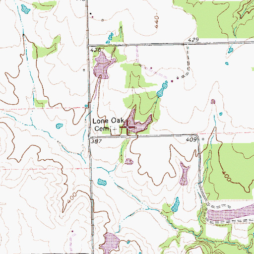 Topographic Map of Lone Oak Cemetery, TX