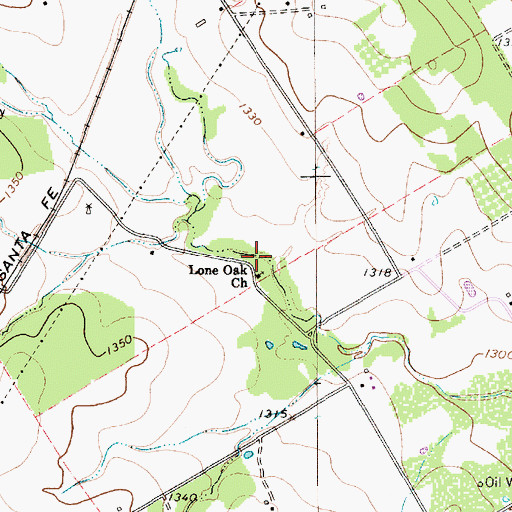 Topographic Map of Lone Oak Church, TX