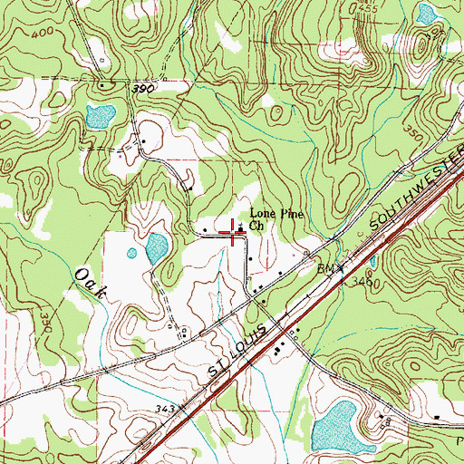 Topographic Map of Lone Pine Church, TX