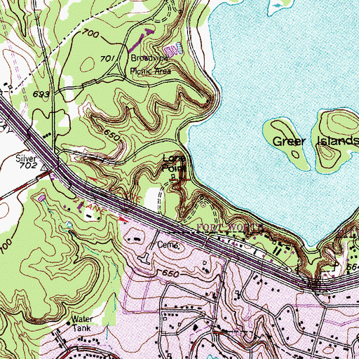Topographic Map of Lone Point, TX