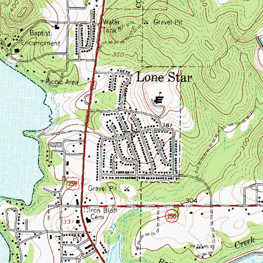 Topographic Map of Lone Star, TX