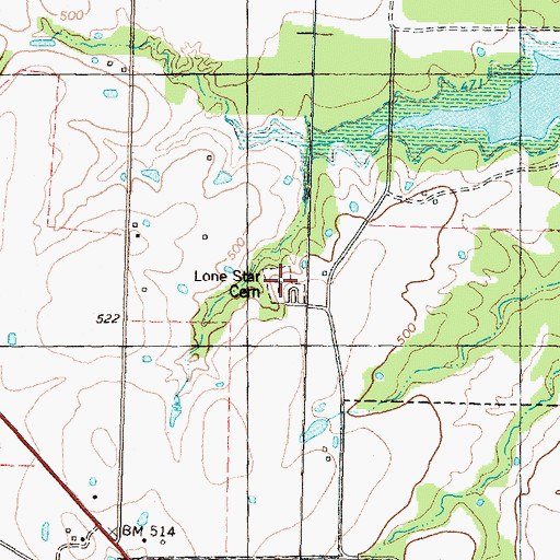 Topographic Map of Lone Star Cemetery, TX