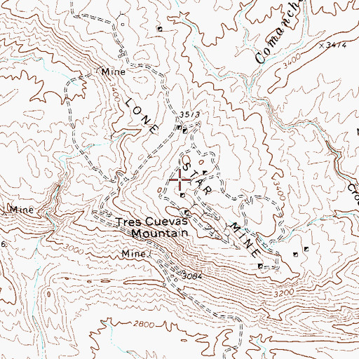 Topographic Map of Lone Star Mine, TX