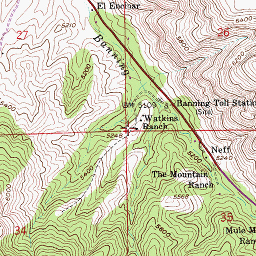 Topographic Map of Watkins Ranch, AZ