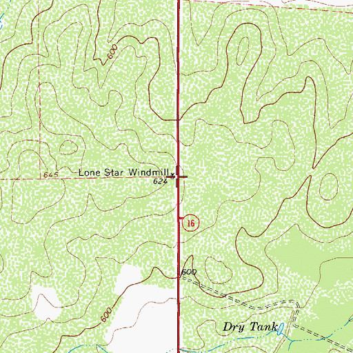 Topographic Map of Lone Star Windmill, TX