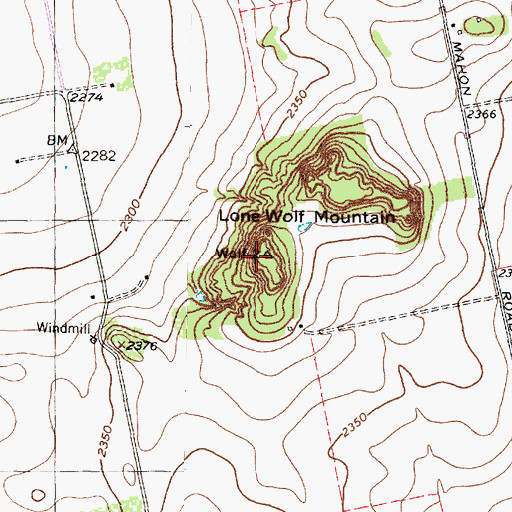Topographic Map of Lone Wolf Mountain, TX