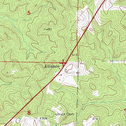 Topographic Map of Mount Zion Church, AL