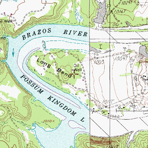 Topographic Map of Long Bend, TX