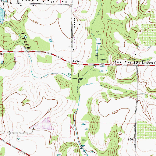 Topographic Map of Long Brake Creek, TX