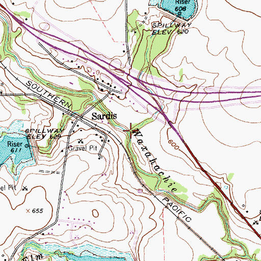 Topographic Map of Long Branch, TX
