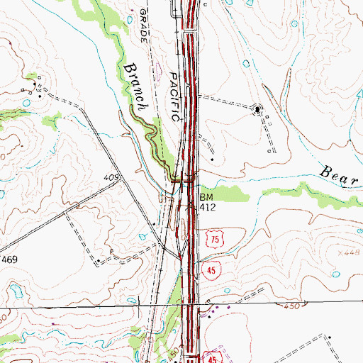Topographic Map of Long Branch, TX