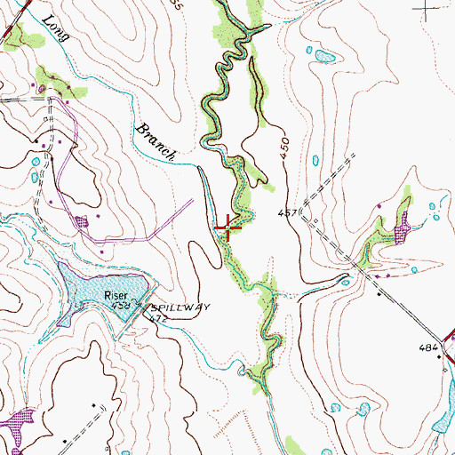 Topographic Map of Long Branch, TX