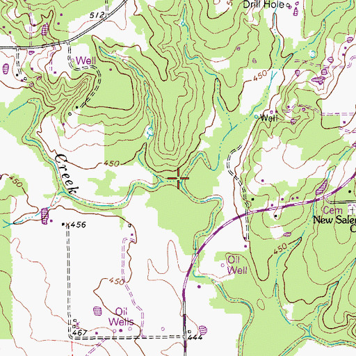 Topographic Map of Long Branch, TX