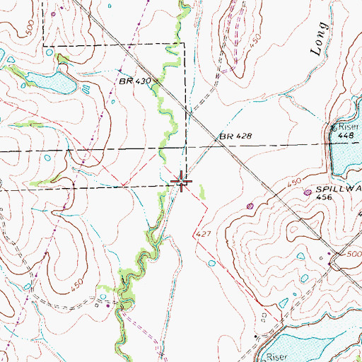 Topographic Map of Long Branch, TX