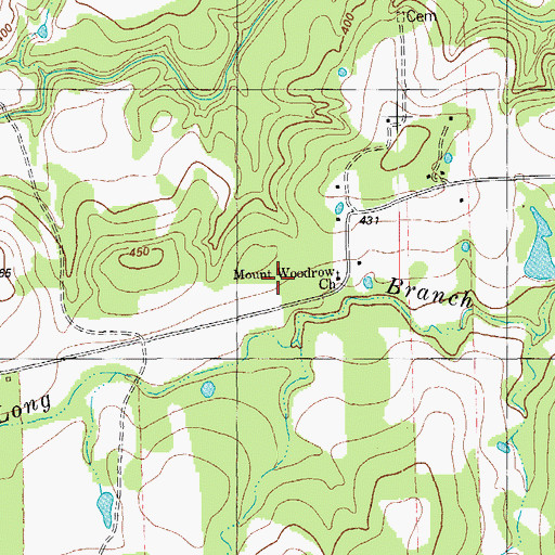 Topographic Map of Long Branch School, TX