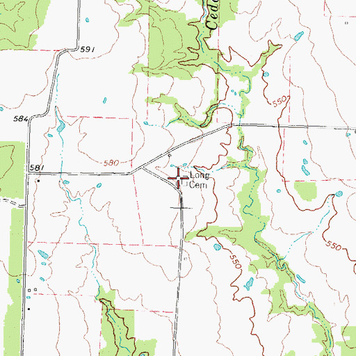 Topographic Map of Long Cemetery, TX