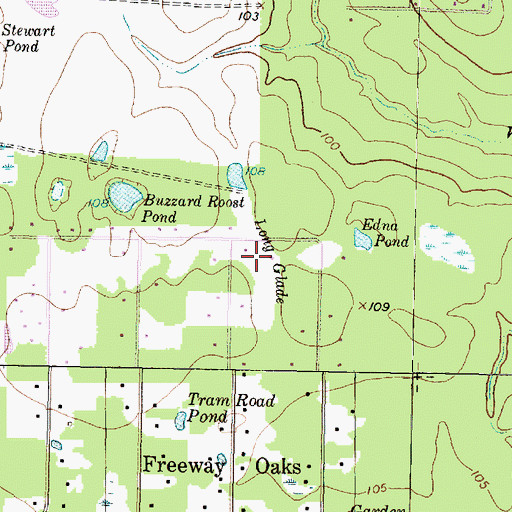 Topographic Map of Long Glade, TX