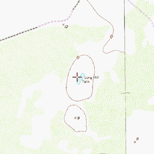 Topographic Map of Long Hill Tank, TX