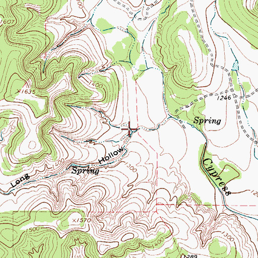 Topographic Map of Long Hollow, TX
