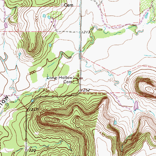 Topographic Map of Long Hollow Cemetery, TX
