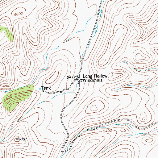 Topographic Map of Long Hollow Windmill, TX