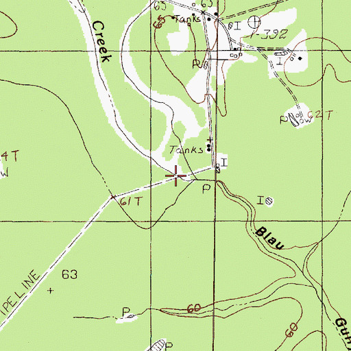 Topographic Map of Long Island Creek, TX