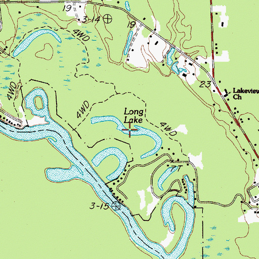 Topographic Map of Long Lake, TX