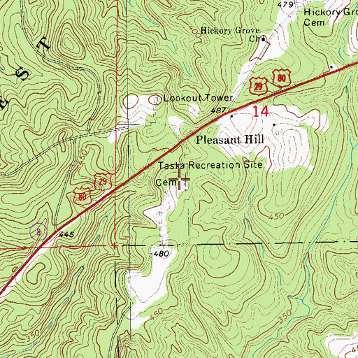 Topographic Map of Pleasant Hill Church, AL