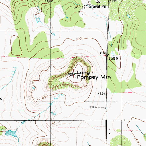 Topographic Map of Long Pompey Mountain, TX