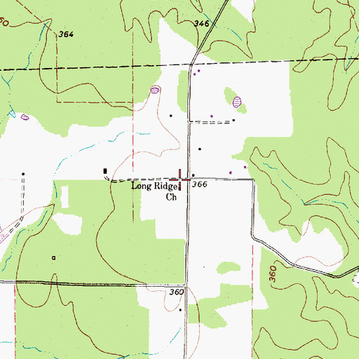 Topographic Map of Long Ridge Church, TX