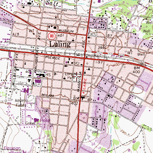 Topographic Map of Longer Park, TX