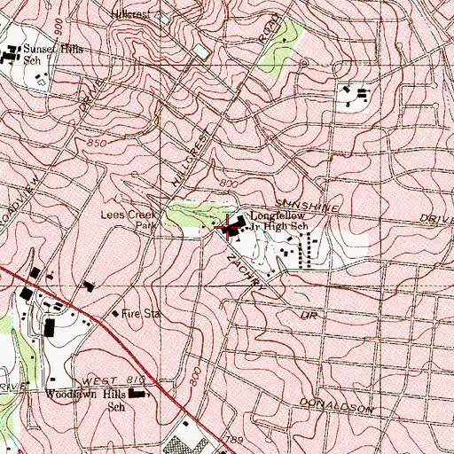 Topographic Map of Longfellow Junior High School, TX