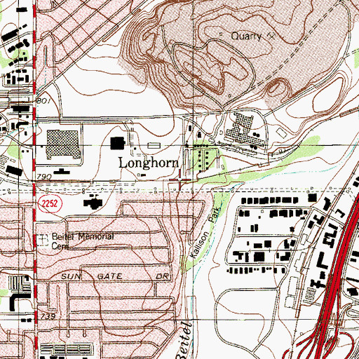 Topographic Map of Longhorn, TX