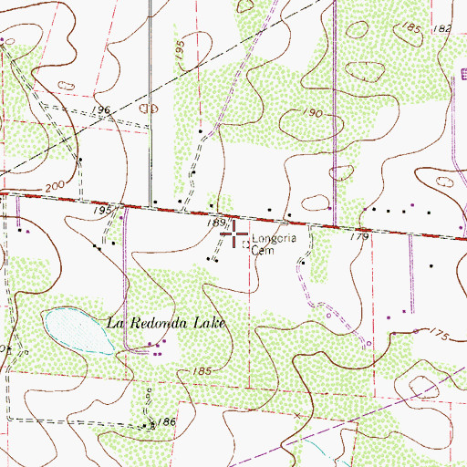 Topographic Map of Longoria Cemetery, TX