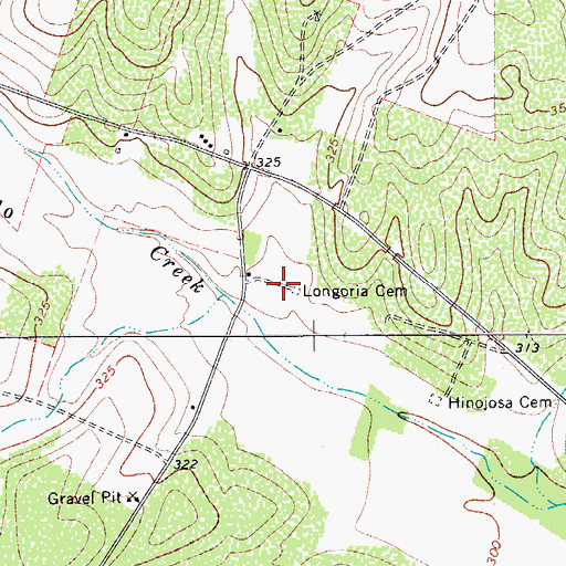 Topographic Map of Longoria Cemetery, TX