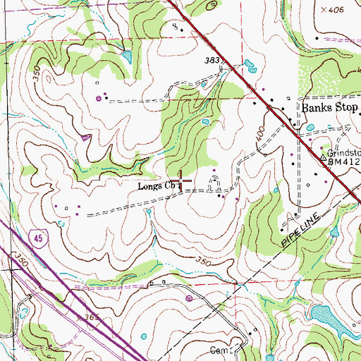Topographic Map of Longs Church, TX