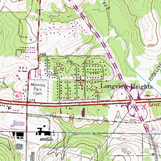 Topographic Map of Longview Heights, TX