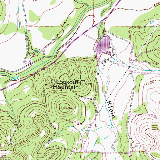 Topographic Map of Lookout Mountain, TX