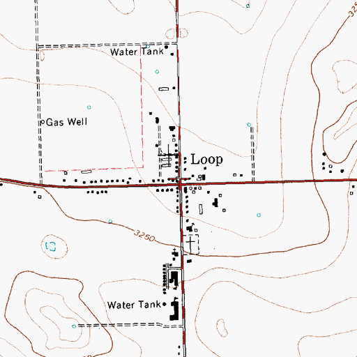 Topographic Map of Loop, TX