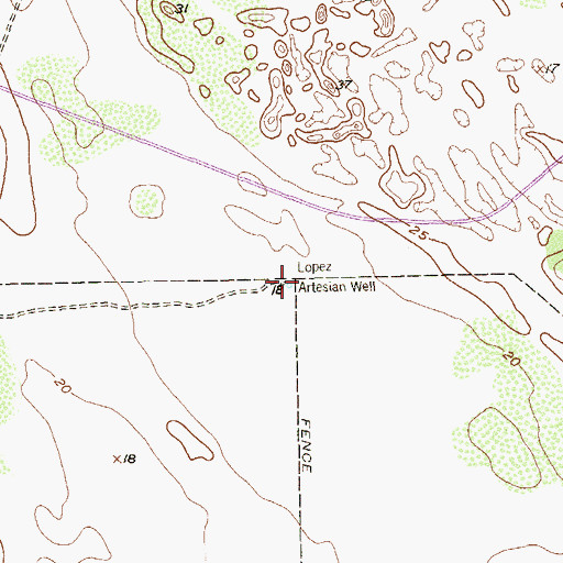 Topographic Map of Lopez Artesian Well, TX