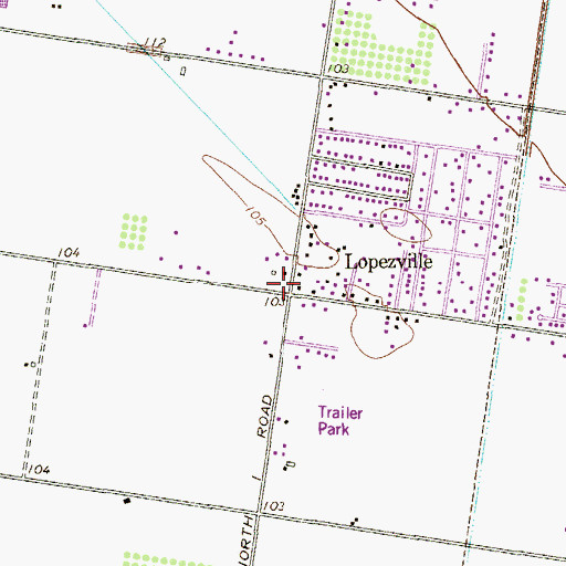 Topographic Map of Lopezville, TX