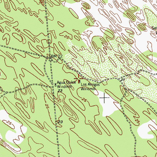 Topographic Map of Los Amigos Windmill, TX