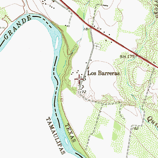 Topographic Map of Los Barreras, TX