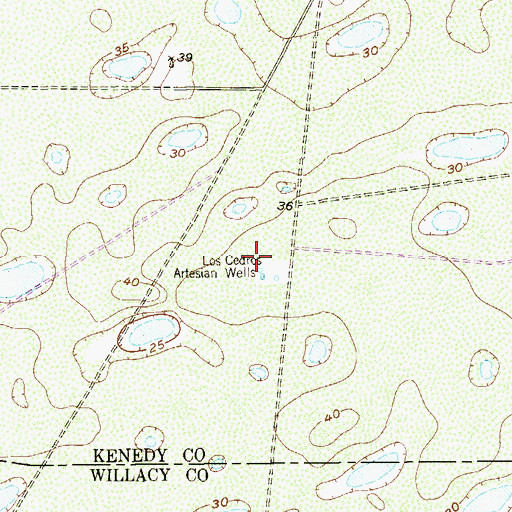 Topographic Map of Los Cedros Artesian Wells, TX