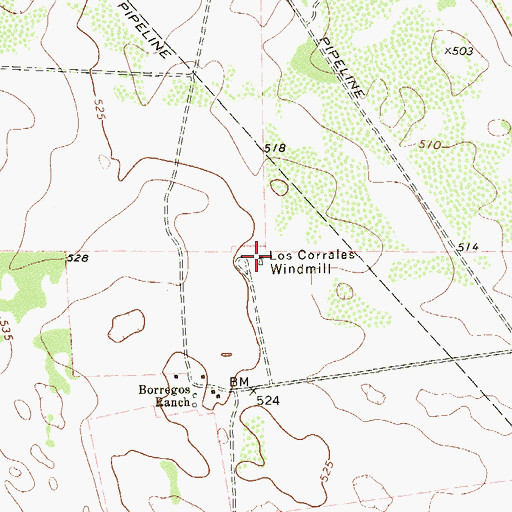 Topographic Map of Los Corrales Windmill, TX